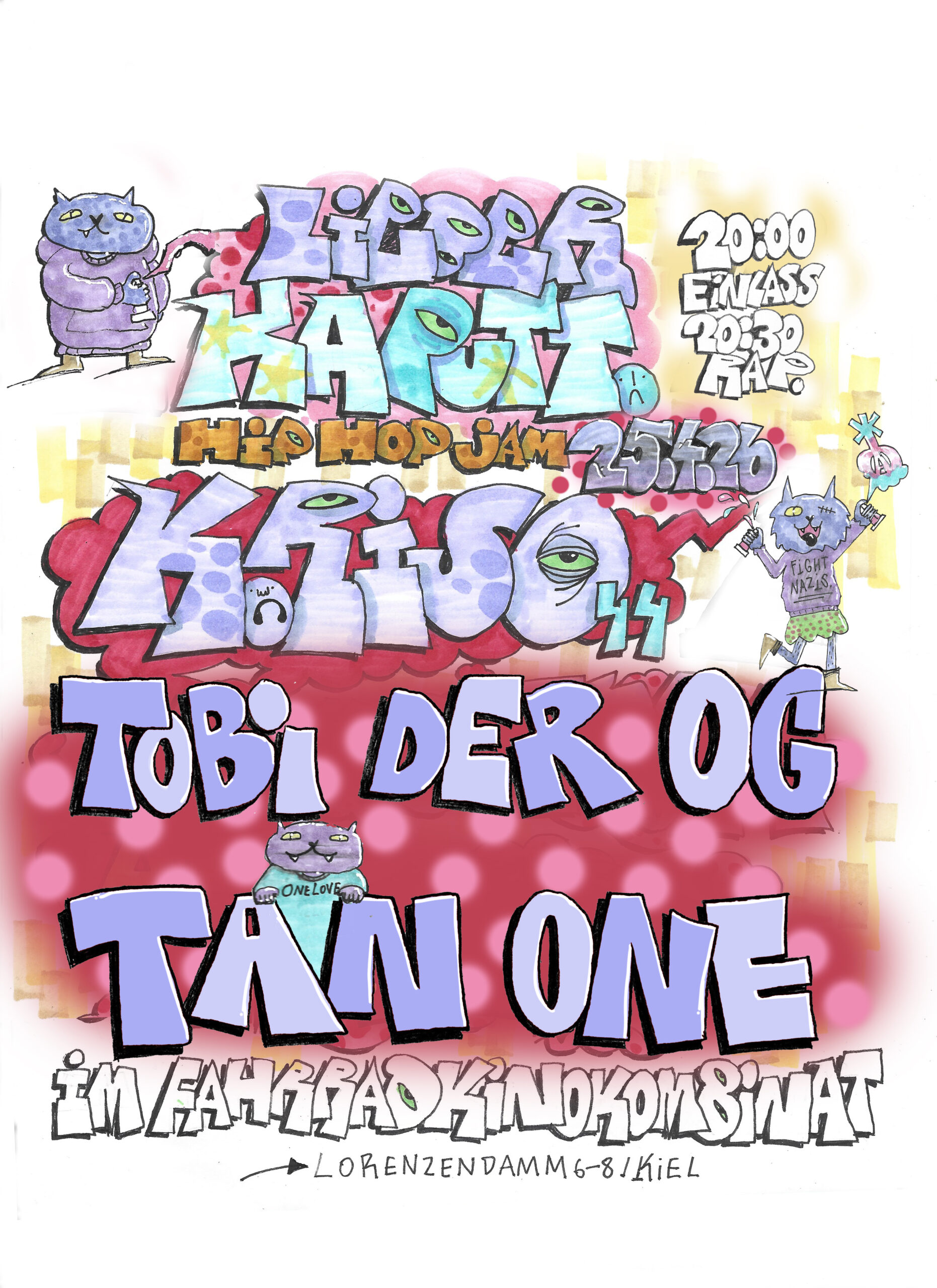 graffiti-style plakat für einen hip hop konzertabend am 25. april 2026